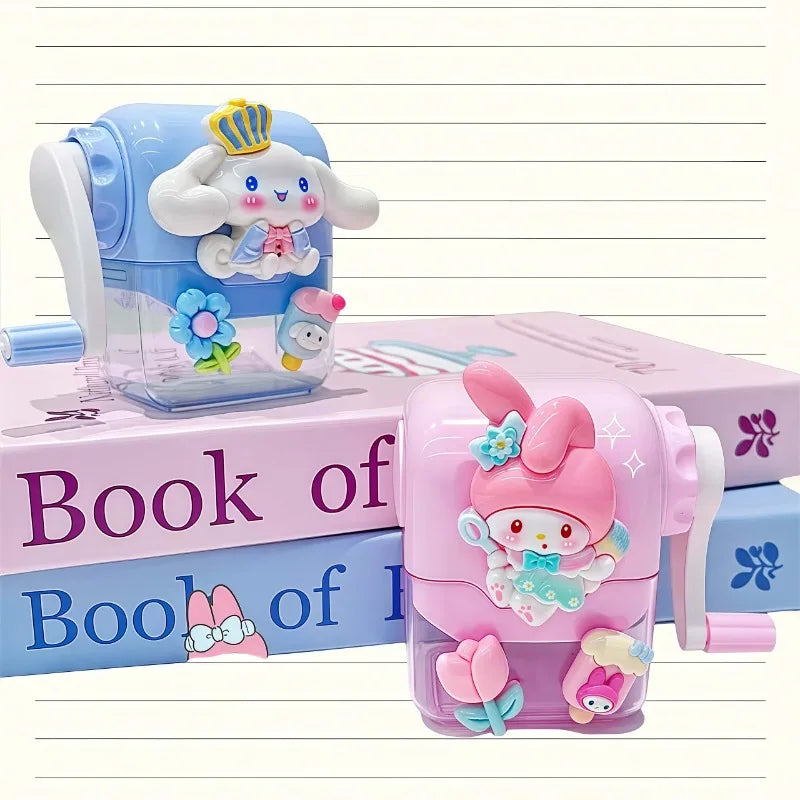 Kuromi cartoon pencil sharpener, children's hand-crank pencil sharpener, cute cartoon pencil sharpener, student stationery gift (Available)