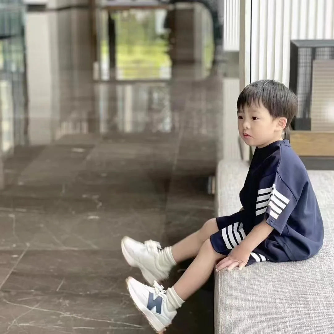 2pcs Baby Sports Suits Summer Clothes Boys Girls Casual Short Sleeve Shorts Two Piece/Set Children Solid Color Trendy Tracksuits