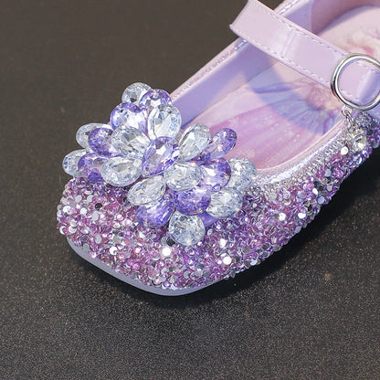 Disney Cartoon Pattern Elsa Princess Crystal Shoes for Girls Fashion New Style Baby Girl Low Heels Sandals Summer Fall Children