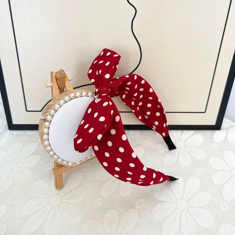 Fashion Hair Accessories Trend Women's Wide Headband Bow Knot Cross Sweet Style Polka Dot Hairband Cute Hoop Headwear