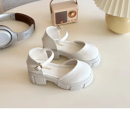 Children Leather Shoes for Girls New Fashion French Style Soft Anti-slippery Versatilel Chic Princess Mary Jane Shoe