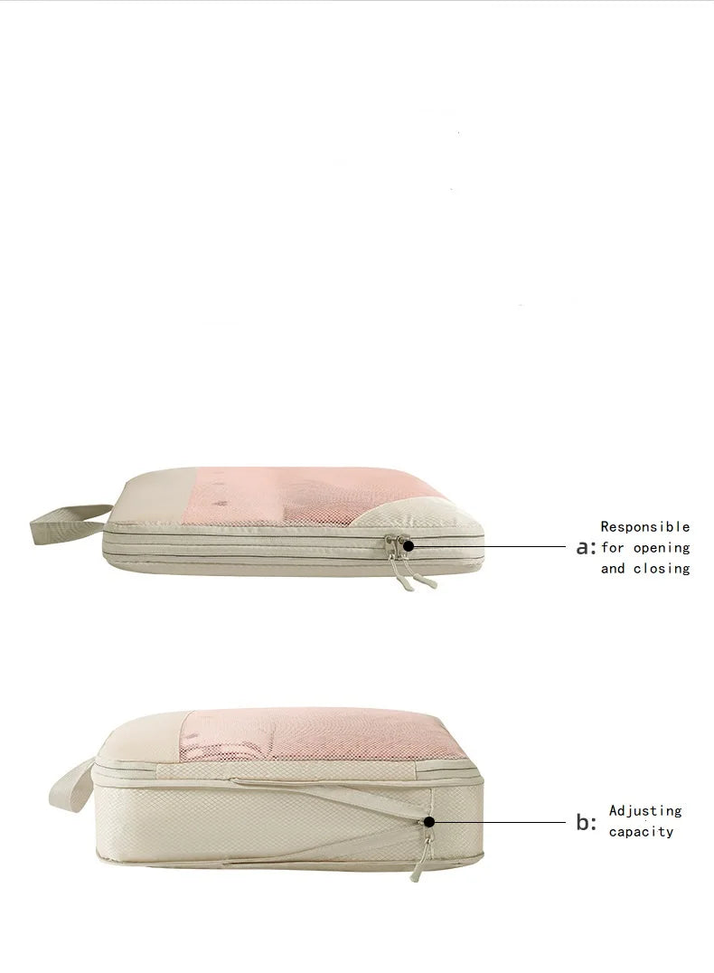  Travel Storage Bag 5-piece Set With Mesh Compression Storage Bag  Luggage Organizer Bag  Space Saving Portable Set