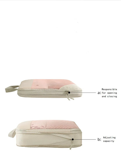  Travel Storage Bag 5-piece Set With Mesh Compression Storage Bag  Luggage Organizer Bag  Space Saving Portable Set