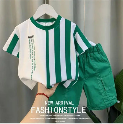 Summer Boy Clothing Suit New Children's Clothes Set Boys Short Sleeve T-Shirt Shorts 2 Piece Set Kids Sportswear Suit 2 4 6 8Y [Avaiilable]