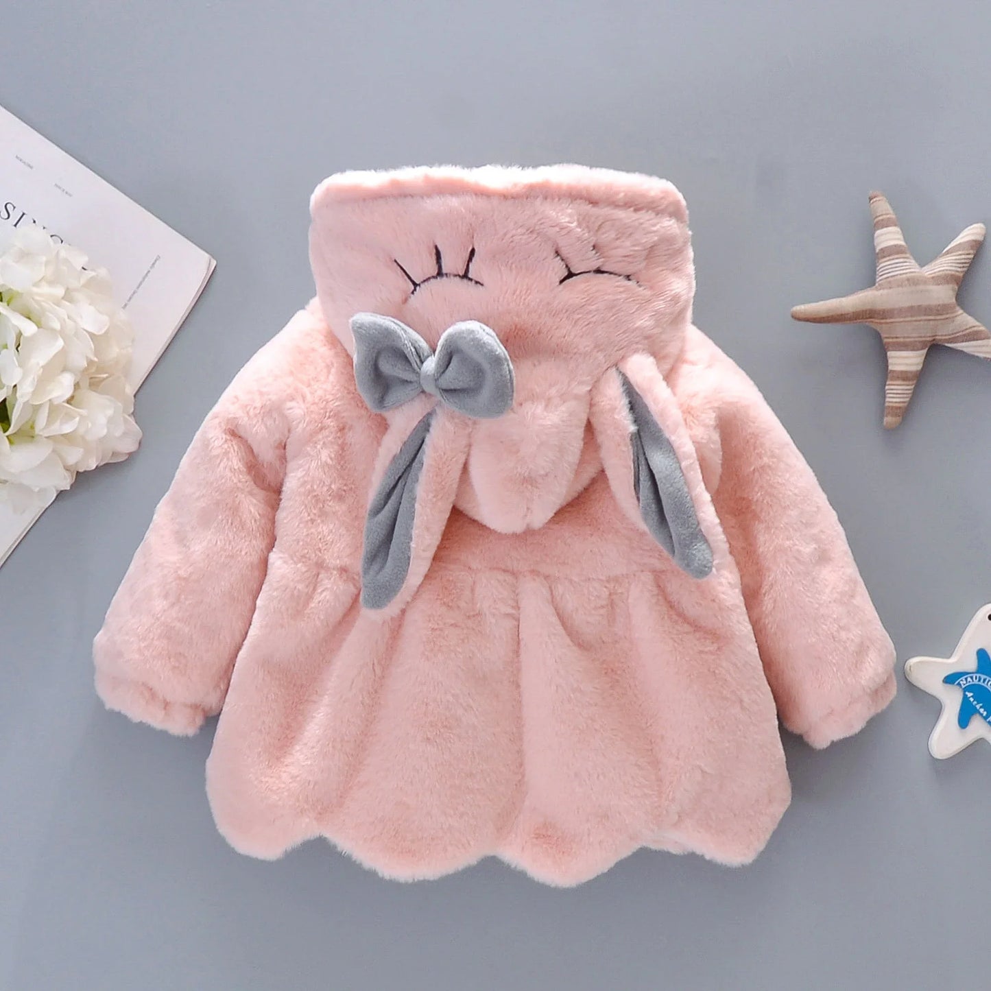 New Winter Coat Baby Girl Cold Protection Cute Hooded Coat With Free Bag For Kids (Available)