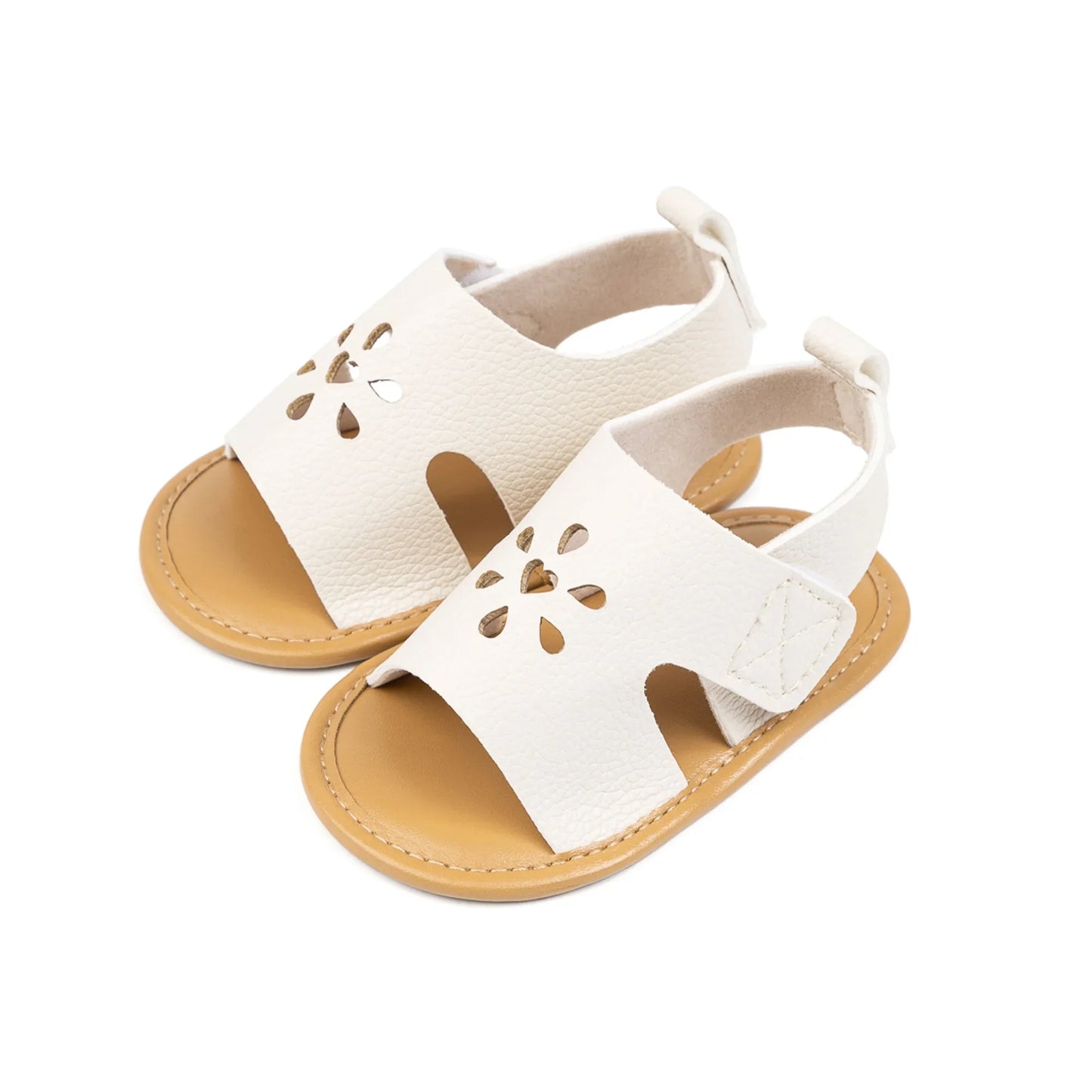 Baby Girl Summer PU Sandals Anti-slip Soft Sole Open-Toe Flower Hollow Shoes for Outdoor, School, Party