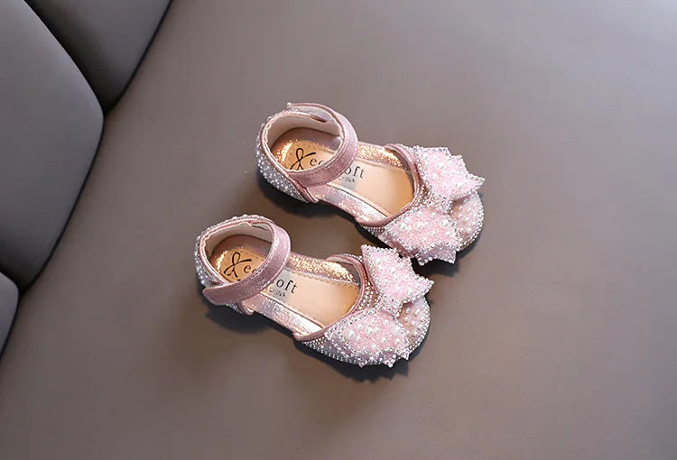 Summer Girls Flat Princess Sandals Fashion Sequins Bow Rhinestone Baby Shoes Kids Shoes For Party Wedding Party Sandals E618