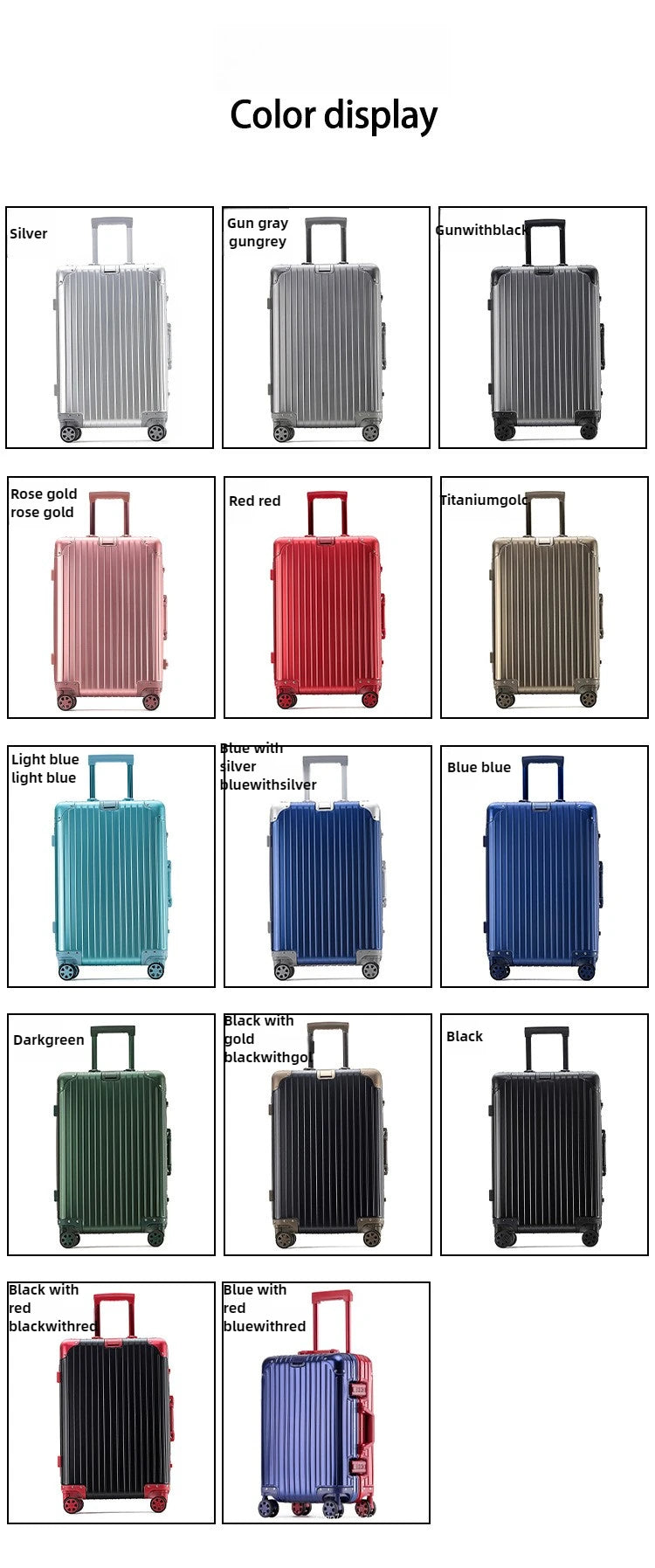 Magnesium Aluminum Alloy Luggage Set, 20" Carry-On & 28" Travel Suitcase with TSA Lock, Lightweight Durable