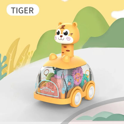 Baby Toy Press and Go Gear Car Toy for Toddlers 1 2 3 Years Old Light Up Toy Inertial Car Birthday Gifts for Kids Boys and Girls