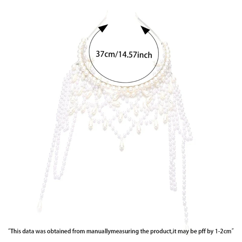 Handmade Imitation Pearls Bridal Hair Chain Elegant Wedding Headpiece Comfortable Headbands For Bride