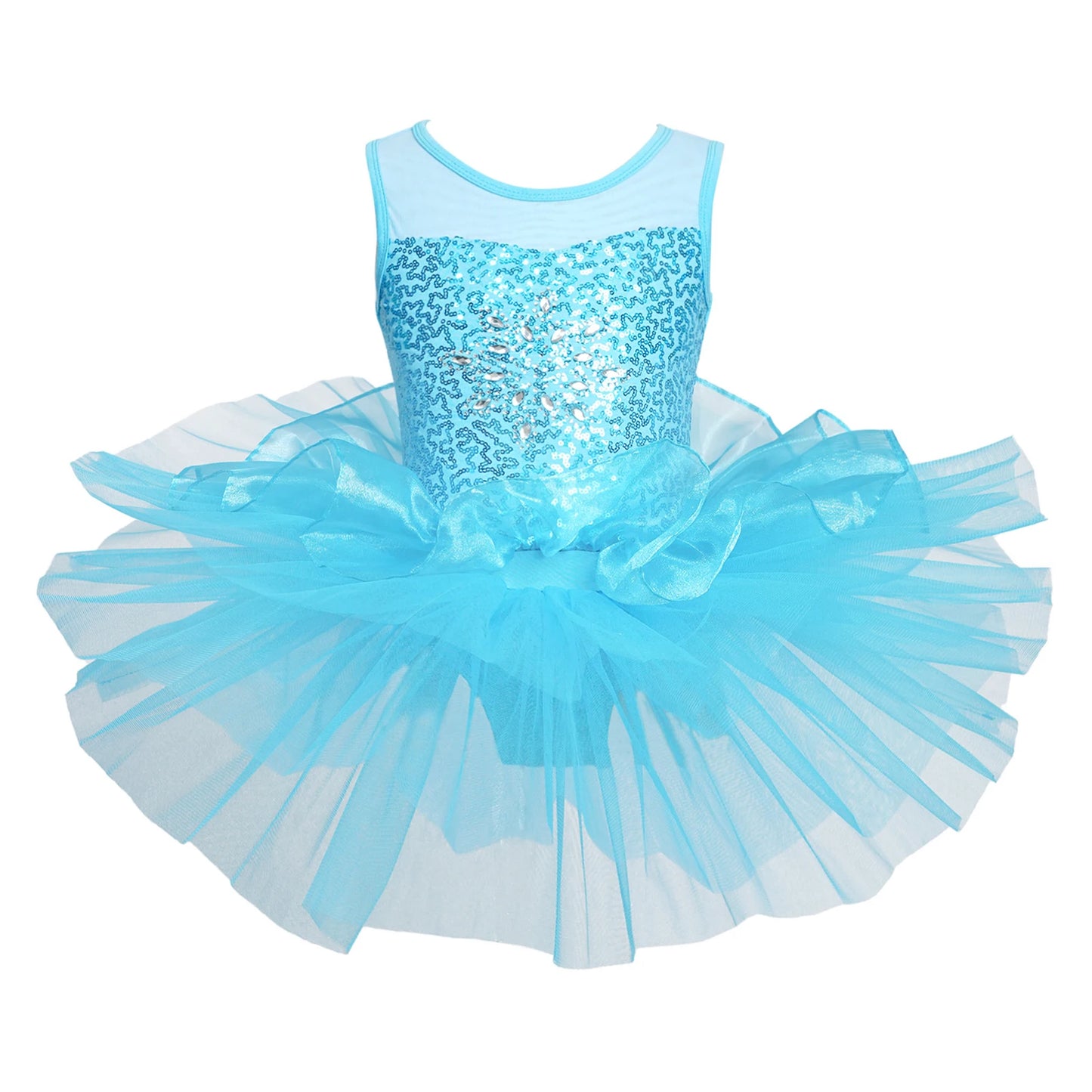 Kids Girls Fairy Party Princess Dress Ballet Dance Dress Sleeveless Mesh Splice Gymnastics Leotard Tutu Dress Ballroom Dancewear