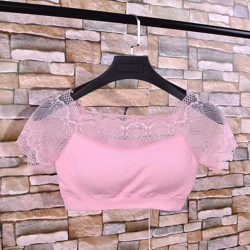 Lace Splice ort Sve Base irt Women's Summer Top Beautiful Ba Design Daily Wear Versatile Universal Fit Boting Tee
