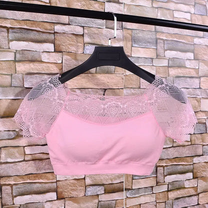 Lace Splice ort Sve Base irt Women's Summer Top Beautiful Ba Design Daily Wear Versatile Universal Fit Boting Tee