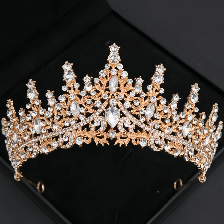 Gold Crystal Tiaras And Crowns Headband Rhinestone Prom Diadem Crown Bridal Wedding Hair Accessories Jewelry Crown Tiara Gift