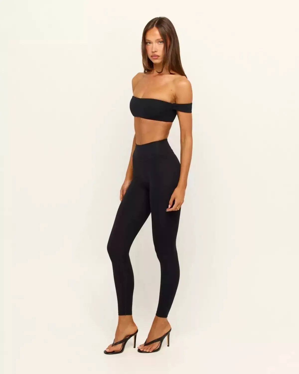 PMWRUN Women's Off - the - Shoulder Yoga Crop Top with High Waist Leggings Set, Stretchy and Breathable for Gym & Workout