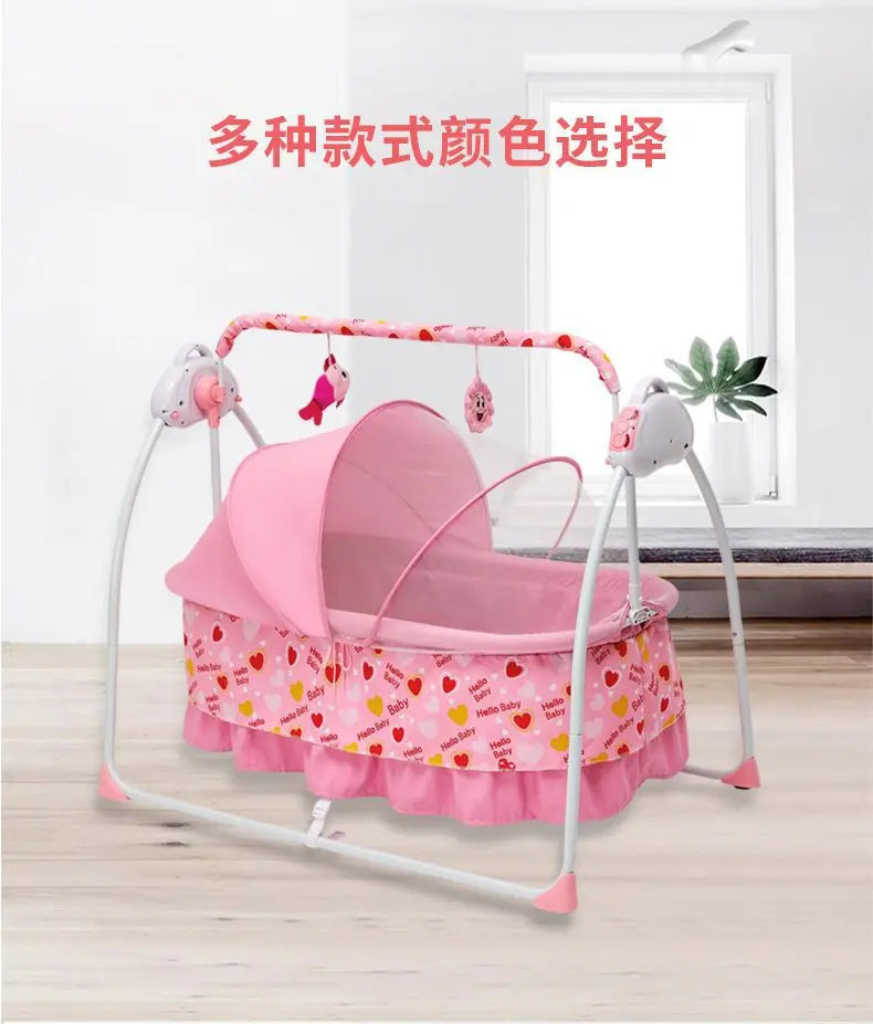 Electric Cradle Bed Multi-Functional Foldable Baby Cradle Newborn Enlarged Sleep Soothing Rocking Bed