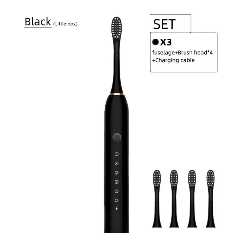 Adult Sonic Electric Toothbrush IPX7 Waterproof with DuPont Brush Head USB Rechargeable High-Frequency Cleaning 6 Modes
