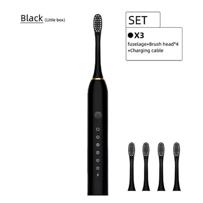 Adult Sonic Electric Toothbrush IPX7 Waterproof with DuPont Brush Head USB Rechargeable High-Frequency Cleaning 6 Modes