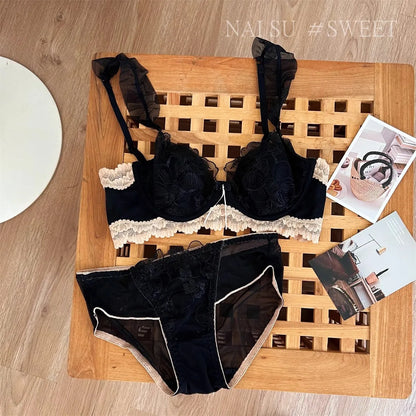 Summer Minimizer Bra Large Bust Rabbit Ear Cup Retro Lace Bralette Beachwear Light Support Anti-Sagging Comfort AU TK HOT MOYISU