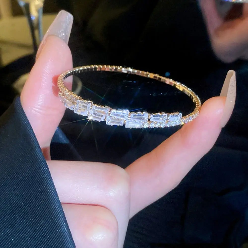 Couple Bangles Decoration Jewelry Accessories Women Gift Simple Pulseras Full Rhinestone Bracelet Women Bracelets Cuff Bangles