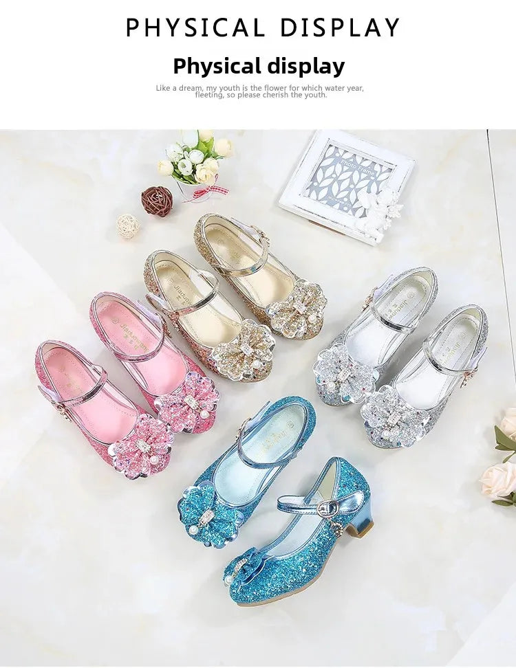 Children's Shoes  Princess Shoes Girl's Fashion Sandals Crystal Princess Shoes Blue Pink Silver