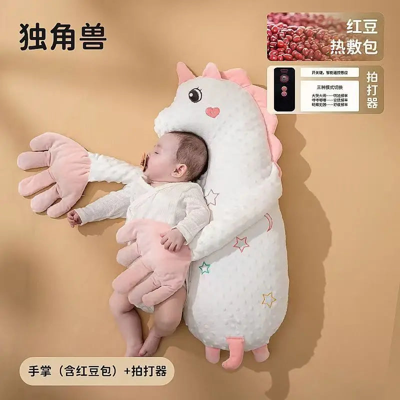 Baby Soothing Sleeping Pad, Infant Comfort Pillow with Patting Function for Anti-Startle Support and Warm Compress Design