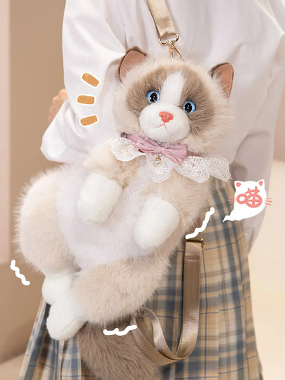Simulated Puppet Cat Backpack Doll Cute Cat Backpack Plush Toy Daughter Birthday Gift