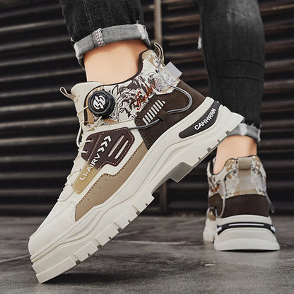 Men's Casual Outdoor Boots Fall Breathable Trendy Versatile Leisure Knob Board Shoes Anti-slip Riding Fashion Sneakers