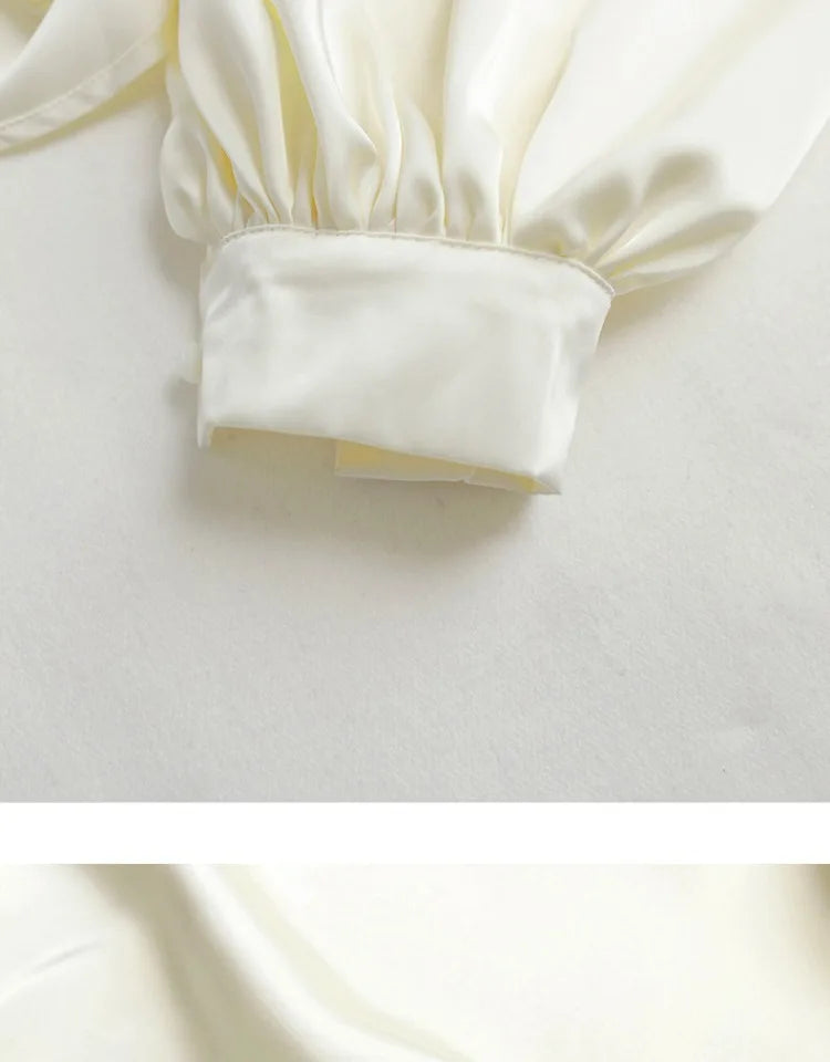 Embroidered Heavy Work Satin Patchwork irt Women's Sle Spring New Arrival Long Sve round Ne Fly Sve Lace Top