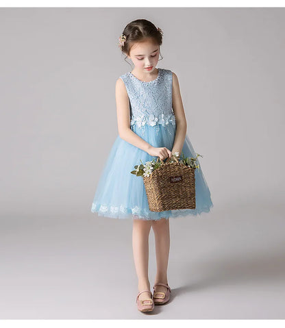 Girl's Princess dress Children's Day Birthday Party Lace Bubble skirt Summer style Dress