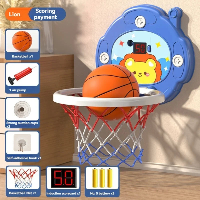 New Children's Basketball Frame Indoor Shooting Hanging Baby Basketball Stand 1-5 Year Old Baby Home Ball Toy No Punching
