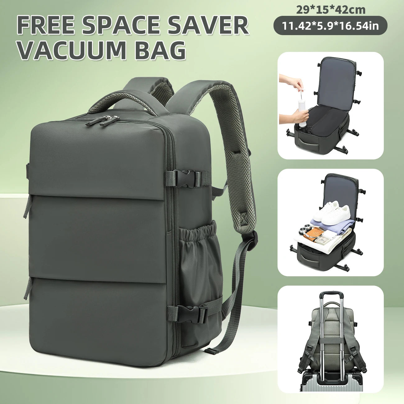 Vacuum compressed luggage backpack, aircraft-certified carry-on backpack, large-capacity multi-functional backpack