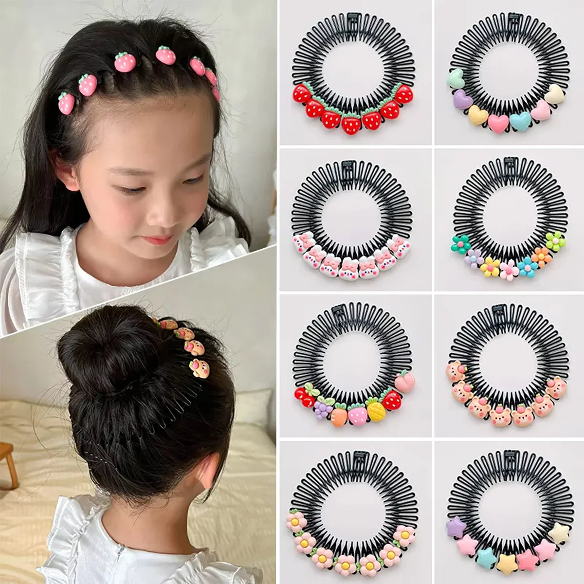 Professional Kids Anti-Frizz Hair Finishing Comb Invisible Circular Headbands for Flyaway Control Girls Cute Hair Jewelry Fixer