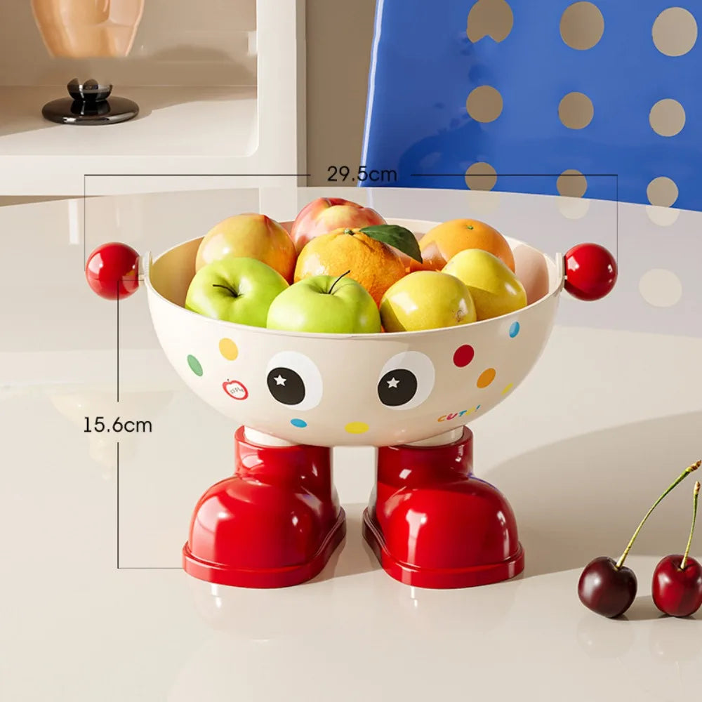 Large Capacity Snack Fruit Plate High Foot Design Thickened Kitchen Dish Rack Cartoon Plastic Tea Table Plate Party Serving