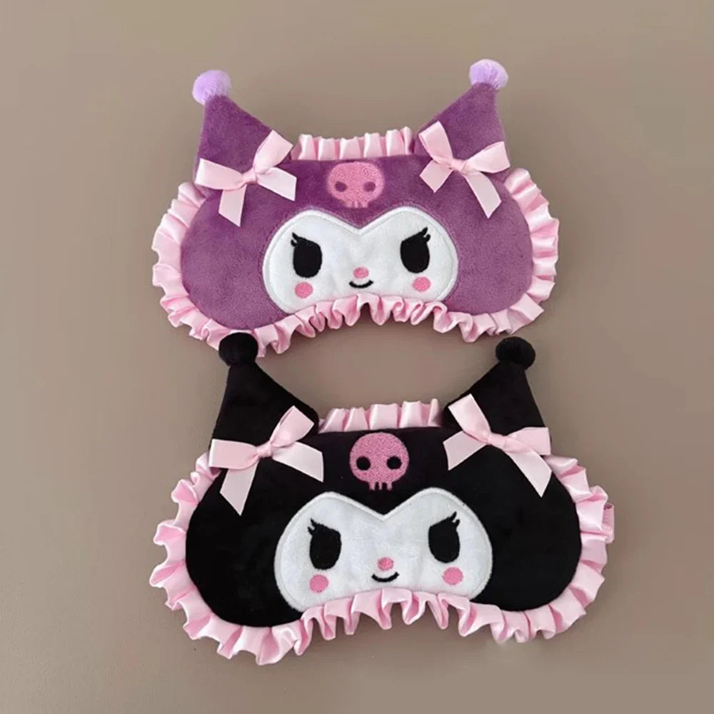 Sanrio Plush Eye Mask Kuromi Cinnamoroll Sleeping Blackout Blindfold Melody Anime Lunch Break Eyeshade Ladies Protection (Available)