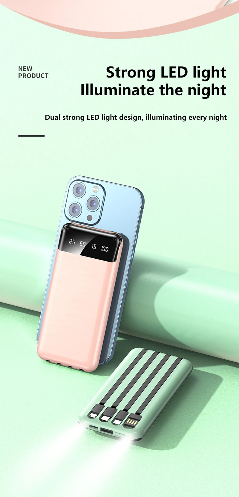 New 50000mAh High-capacity Portable Power Bank for Charging Smartphones and Digital Electronic Devices For Holidays and Travels