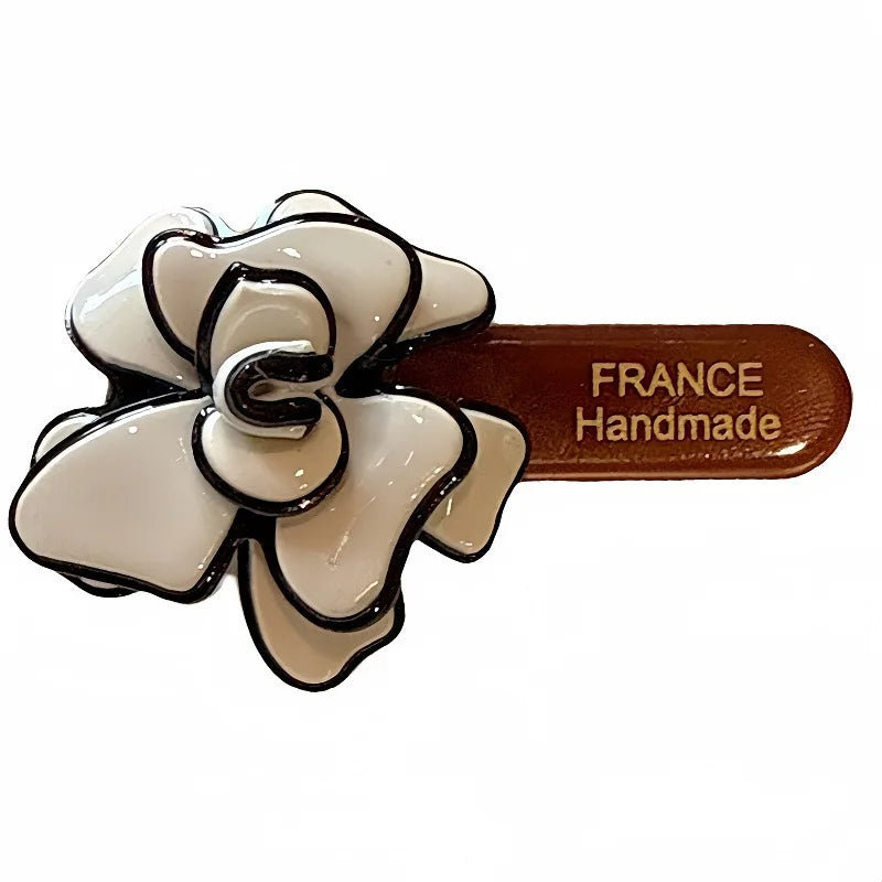Fashionable Hair Accessories Elegant Black White Floral Hair Clip Camellia Flower Side Duckbill Barrette Women's Stylish