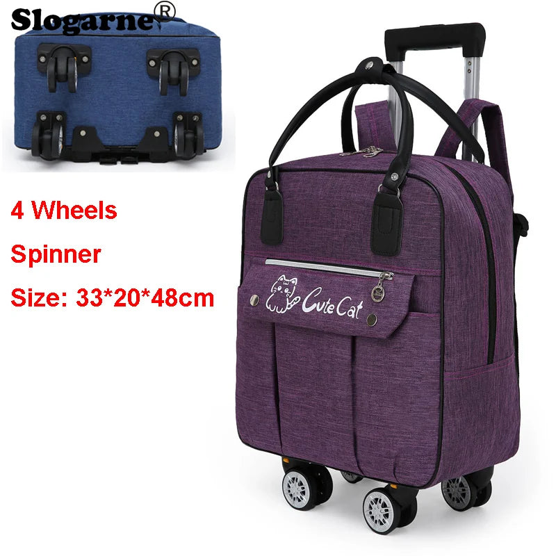 Portable Travel Luggage Bags 4 Wheels Big Capacity Unisex Trolly Travel Duffels Men New Rolling Suitcase Women Wheel Travel Bags