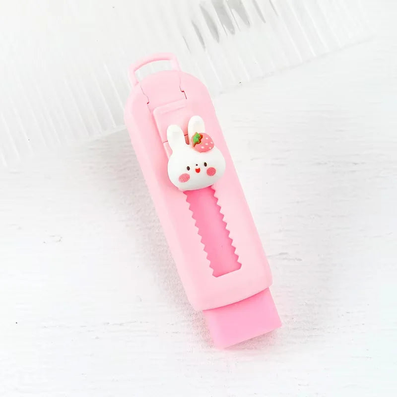1Pcs Creative Push-pull Cartoon Eraser Macaron Colored Eraser Telescopic Kawaii Children's Pencil Eraser Student Stationery