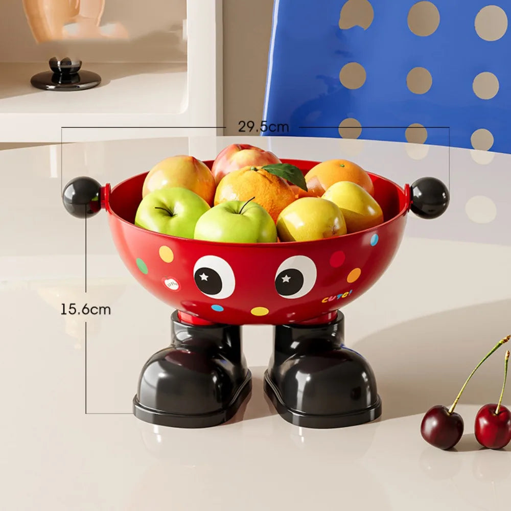 Large Capacity Snack Fruit Plate High Foot Design Thickened Kitchen Dish Rack Cartoon Plastic Tea Table Plate Party Serving