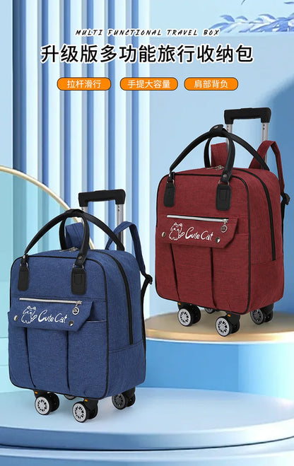 Portable Travel Luggage Bags 4 Wheels Big Capacity Unisex Trolly Travel Duffels Men New Rolling Suitcase Women Wheel Travel Bags