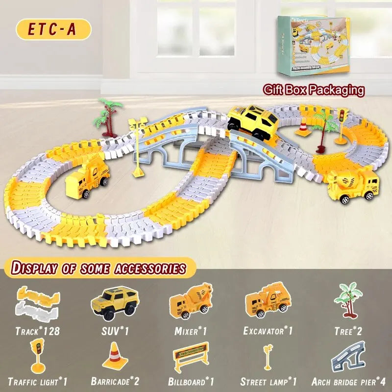 Kids Electric Track Toy Engineering Minin Car Set Puzzle Boy Toys Track Car Train Toys For Children Birthday Christmas Gifts