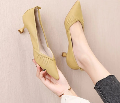 Women's Shoes Formal Black Ladies Pumps with Medium Heels Pointed Toe Luxury Brand Elegant Dress Popular Stylish Lastest Y2k A L