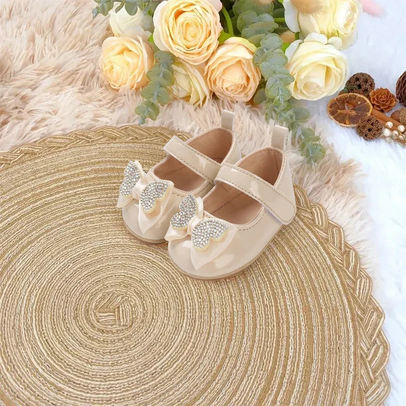 Spring and Autumn Bow Mary Jane Princess Shoes  Baby Girl Rubber Bottom Anti slip Sneaker