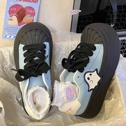 Shoes for Women High on Platform Round Toe Woman Footwear Trends 2025 Comfortable and Elegant Walking Aesthetic Vulcanized Shoe