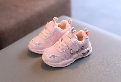 Autumn Winter Casual Shoes for Baby Boys Girls Plush Warm Kids Sneakers Solid Walking Shoes Toddler PU Leather Cotton Shoes