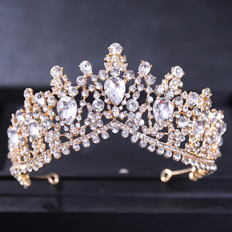 Gold Crystal Tiaras And Crowns Headband Rhinestone Prom Diadem Crown Bridal Wedding Hair Accessories Jewelry Crown Tiara Gift