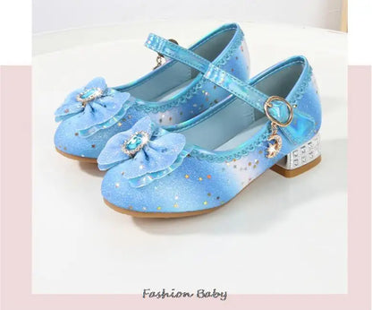 Princess Shoes Children Shoes Round-Toe Soft-Sole Big Girls High Heel Princess Crystal Party Shoes Single Shoes