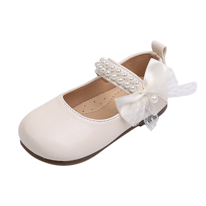 New Spring Autumn Kids Leather Shoes Side Bowknot Little Girls Dress Flat Shoes Elegant Children Princess Ballet Shoes for Party