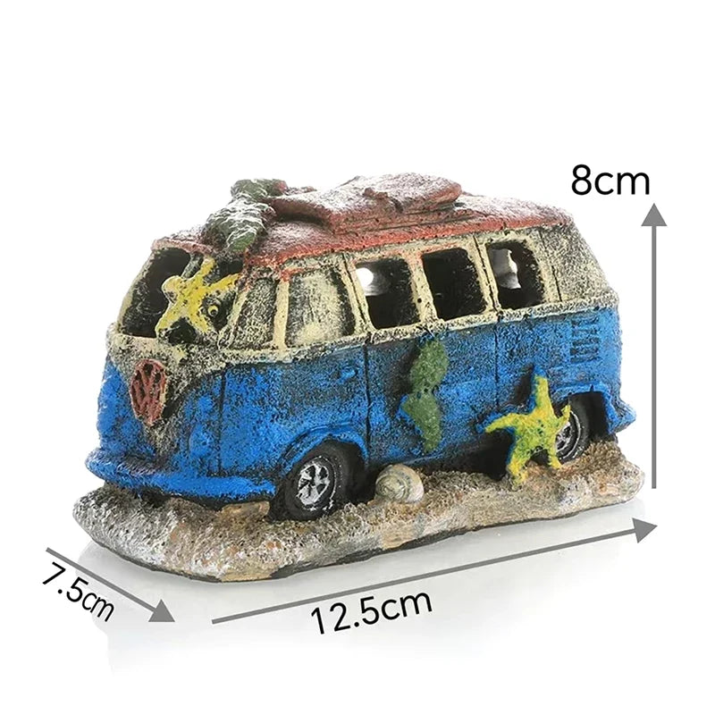 Aquarium Ornament Shaped Like Car Wreckage, Featuring Hiding Holes For Fish And Shrimp, Aquarium Decorations, And Aquascaping. (Available)